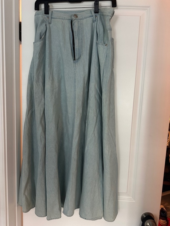 Crazy Horse By Liz Claiborne Dresses & Skirts - Light Blue Denim Maxi A-Line Women's Skirt with Front Zip